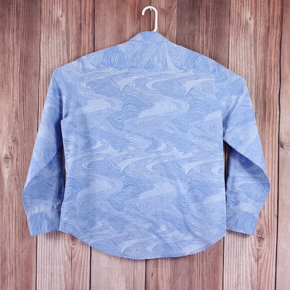 Robert Graham Mens L Classic Fit Wave Marble Swirl Linen Blend Button Up Shirt - Picture 2 of 16